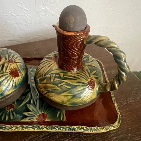 Oil and Vinegar Set Handmade Pottery - Picture 3 of 7